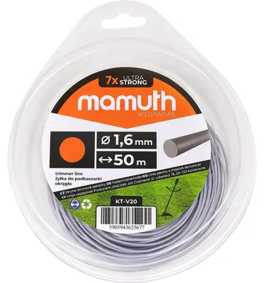 Image de Fil de coupe 1,6 mm 50 m rond Débroussailleuse Coupe-bordures Fil de rechange pour tête de coupe MAMUTH