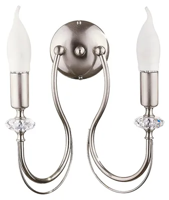 Produktbild von JUPITER Wandleuchte MELODY 1618 Klassischer Stil 2-flammig E14 Nickel Satiniert Stahl Wandlampe für Wohnzimmer Schlafzimmer Flur