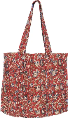 Produktbild von Boho Umhängetasche, Gesteppte Blockdruck Wendetasche, Schulterbeutel, Shopper - Rot, Uni - Erwachsene, Baumwolle, 45*40*25 cm, Alternative Umhängetasche, Handtasche aus Stoff