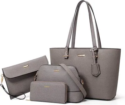 Produktbild von Famanu Tote Shopper große Schultertasche - 4-teiliges Set für Büro, Schule und Einkaufen