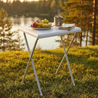 Immagine prodotto di Milani Home - tavolino pieghevole, acciaio e PVC, alto pieghevole salvaspazio, bianco, piano 52 x 37 cm