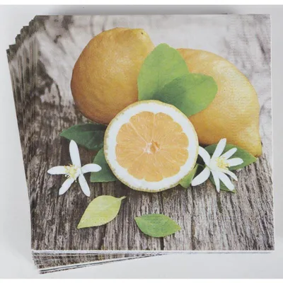 Image de 24x 20 paquets de serviettes 33x33cm 3 plis essuie-tout citron fruits