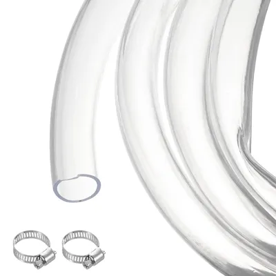 PVC-Schlauch 31,8x38,1 mm, 1,5 m, transparent, mit 2 Klemmen