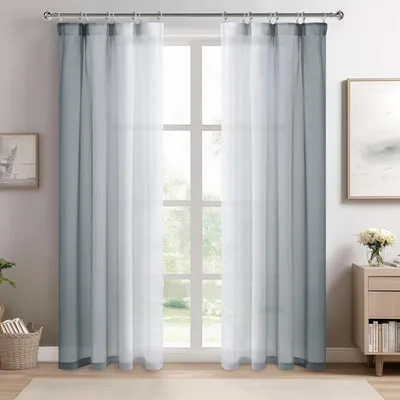 Obrázek produktu pro Transparentní záclony, rozměry 225 x 140 cm, sada 2 kusů, voil, vhodné do obývacího pokoje