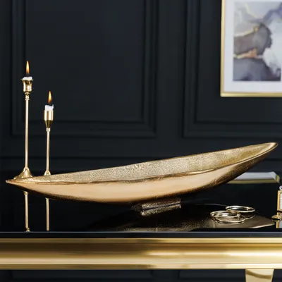 Produktbild von riess-ambiente Deko Schale GOLD LEAF 80cm antik gold Aluminium Dekoration  Gebäckteller Ablage