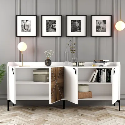 Produktbild von Elini - Sideboard, 180x35x78h cm Weiß, 2 Böden