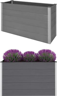 Produktbild von vidaXL Pflanzgefäß HKC Grau Pflanzen Blumen Blumenkasten Blumenkasten Blumenbeet Pflanze