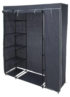 Campingkast mit 8 Böden, Kleiderstange, grau, 141x45x167 cm