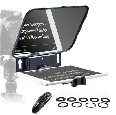 Zdjęcie produktu dla Prompter do smartfona i tabletu - Ekran 8 cali - Szkło fasetowane - Czarny - Do kamery i nagrań wideo