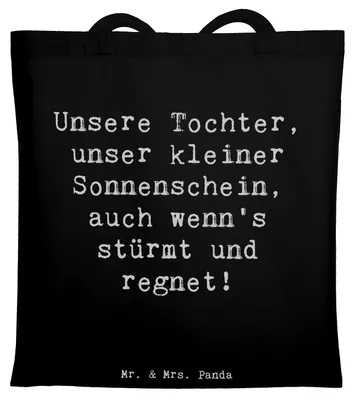 Produktbild von Mr. & Mrs. Panda Tote Bag Spruch Tochter Sonnenschein - Schwarz - Geschenk, Verwandte, Familie, herzerwärmende Sprüche, Schultasche, Beutel, Einfallsreichtum, Optimismus