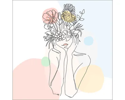 Produktbild von Glasbild Line art flowers III 50x50 cm
