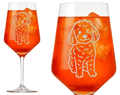 Produktbild von 1x Weinglas Pudelmotiv 350ml spülmaschinenfest ideales Geschenk für Pudel-Liebhaber