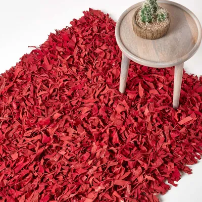 Produktbild von HOMESCAPES Lederteppich Dallas, rot, 120 x 180 cm