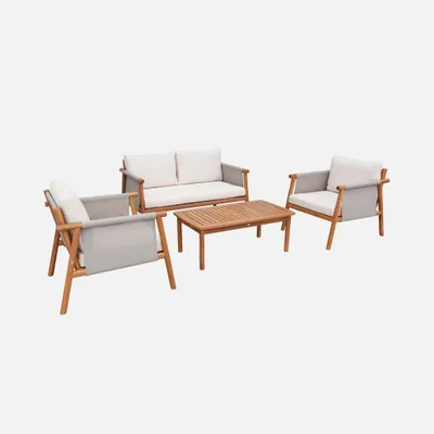 Produktbild von sweeek - Gartenmöbelset aus Akazienholz für 4 Personen - Beige