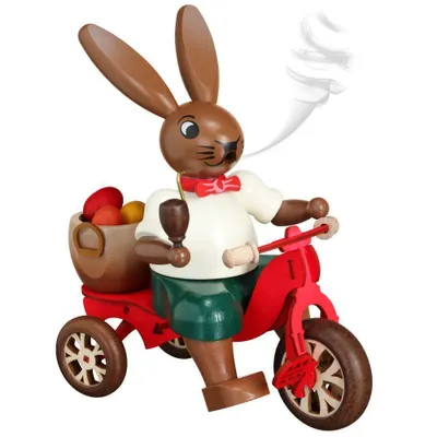 Produktbild von Räucherfigur Hase auf Dreirad bunt BxHxT 22x21,5x13cm NEU