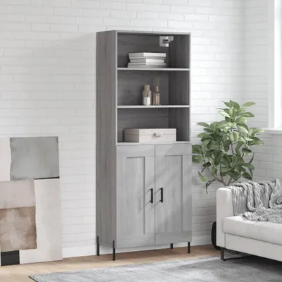 Immagine prodotto di vidaXL Credenza Grigio Sonoma 69,5x34x180 cm Materiale a base di legno