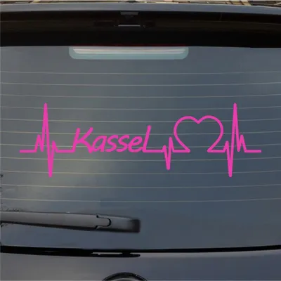 Produktbild von Heckscheibenaufkleber Kassel Herzschlag Puls Stadt Liebe 55x17 cm Pink Auto Aufkleber Sticker