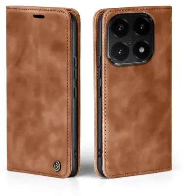 Produktbild von Handy Hülle für Xiaomi 15T Klapphülle Bookcase Flip Cover Handy Tasche Etui Farbe: Hellbraun
