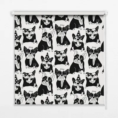 Produktbild von Seitenzug-Rollo Fensterrollo Jalousie - Thermo-Rollo Verdunkelungsrollo - 100x180 cm - Gezeichnete Hunde