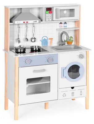 Immagine prodotto di ECOTOYS 7271 Cucina in legno per bambini con suoni, LED, forno, lavatrice e accessori