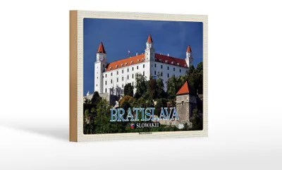 Produktbild von Holzschild Reise 18x12 cm Bratislava Slowakei Burg von Bratislava