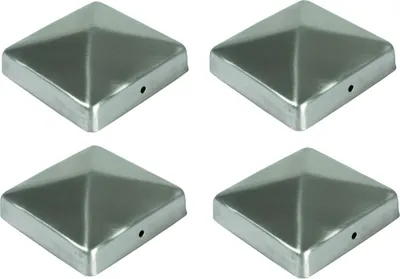 Produktbild von 4x Edelstahl Pfostenkappe Pyramide 91x91mm Zaunkappe Zierkappe Pfahl Holzzaun