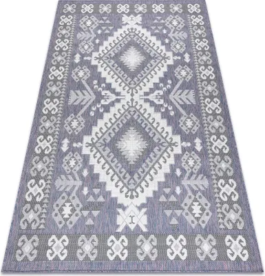 Zdjęcie produktu dla Dywan SZNURKOWY SIZAL SION Aztecki 3007 płaskie tkanie  / róż / ecru niebieski 140x190 cm