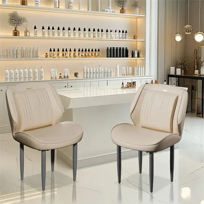 Imagen del producto de Sillas de comedor - Sillas - Asientos - Pufs - Sillas sin reposabrazos - Color beige claro - Juego de 2