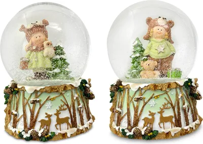 Produktbild von Schneekugel Spieluhr Kinder | 14,5 cm | 2 Motive sortiert | Musik 74868
