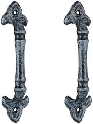 Productafbeelding van PromoHome® Vintage set van 2 meubelgrepen - Antieke kastgrepen met lelieversiering - Gietijzeren grepen voor kasten en lades