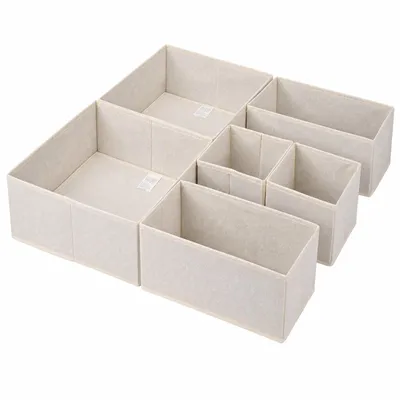 Produktbild von Aufbewahrungsboxen Schubladen-Organizer 6er Set aus Vliesstoff – Faltboxen für Regale Beige S(28x28x13cm x 2, 14x28x13cm x 2, 14x14x13cm x 2)