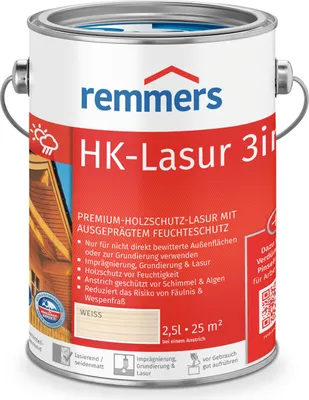 Produktbild von Remmers HK-Lasur 3in1 weiß (RC-990) 2,5 l, Holzlasur aussen