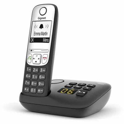 Produktbild von Gigaset A690A, Analoges/DECT-Telefon, Kabelloses Mobilteil, Freisprecheinrichtung, 100 Eintragungen, Schwarz