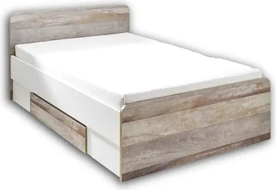Image de Lit Petrus 140x200 avec 2 tiroirs - blanc/ driftwood