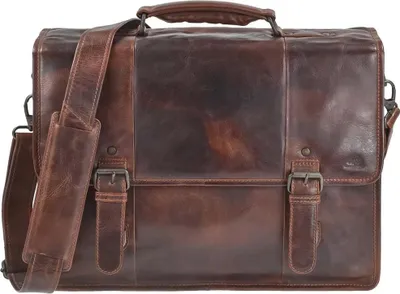 Zdjęcie produktu dla Greenburry Wytrzymała teczka biznesowa skórzana 41x30 cm brązowa