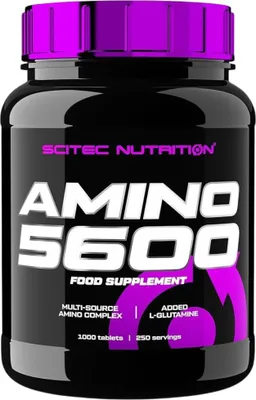 Zdjęcie produktu dla Scitec Nutrition Amino 5600 1000 tabletek / Aminokwasy złożone / Aminokwasy z koncentratu serwatki wzbogacone kazeinianem sodu i L-glutaminą