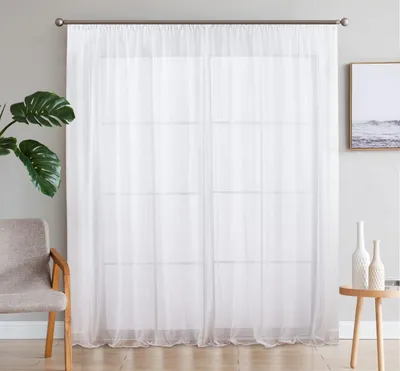 Voile-Gardinen 2er-Set, Weiß, 140x145 cm, transparent