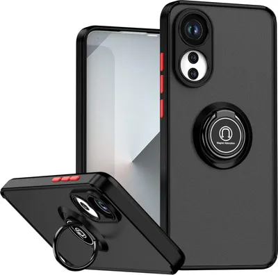 Immagine prodotto di Custodia per Oppo A78 4G opaca traslucida in TPU con supporto ad anello e supporto Nero Rosso