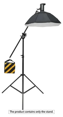 Image de Lampe d'éclairage photographique sur trépied - Trépied pour éclairage photo - 2 en 1 - Bras articulé pivotant à 180° - Trépied sur pied - Trépied à trois pieds - Noir