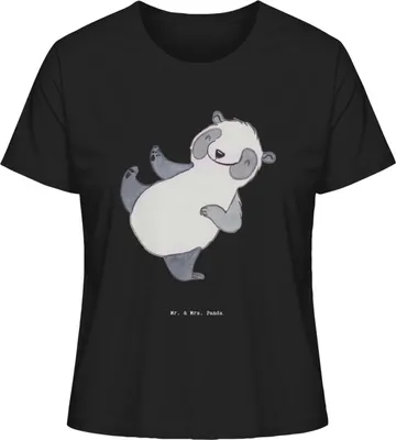 Produktbild von Mr. & Mrs. Panda Kurzarmshirt Damen Panda Kampfkunst Größe L - Schwarz - Geschenk, Basic T-Shirt, Selbstverteidigung, shirt, Oberteil, Kampfsportarten