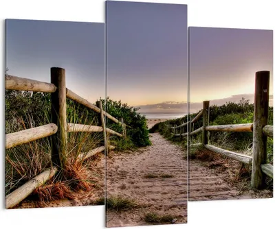 Produktbild von Bild auf Leinwand - Leinwandbild - Pfad Landschaft Himmel - 130x100cm - Wand Bild - Wanddeko - Leinwanddruck - Bilder - Kunstdruck - Wanddekoration - Leinwand bilder - Wandkunst - CB130x100-0143