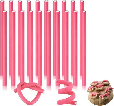 Immagine prodotto di Papilotten, 20 pezzi. Arricciacapelli senza calore. Bigodini per capelli fai da te, strumenti per parrucchiere per capelli naturali e lunghi (rosa)