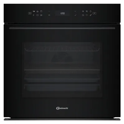 A black Bauknecht oven is shown from the front.