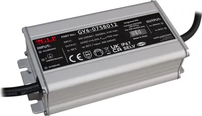 Zdjęcie produktu dla Zasilacz GLP 75 W 12 V/6,25 A, IP67, metalowa obudowa