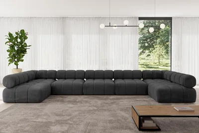 Produktbild von ALTDECOR Modulares Sofa Ecksofa in U-Form - Garvo-U3 - 475x190x70 cm Schwarz Corner modular Sofa Eckcouch Couch Wohnlandschaft Cauchsofa Polstersofa