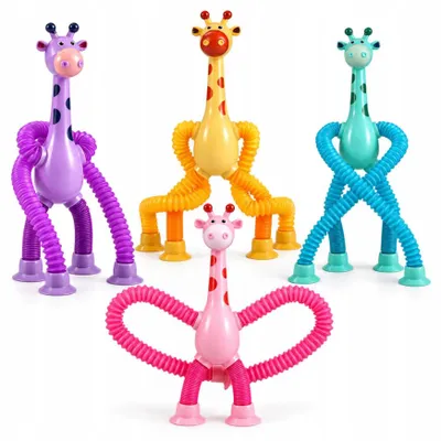 Zdjęcie produktu dla Teleskop Giraffe Pop Tube (zestaw 4 sztuk) - sensoryczna zabawka z przyssawkami dla dzieci