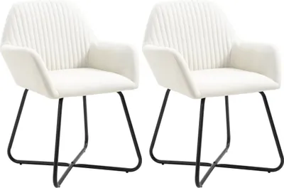 Image de The Living Store Chaises de salle à manger 2 pcs. Tissu crème