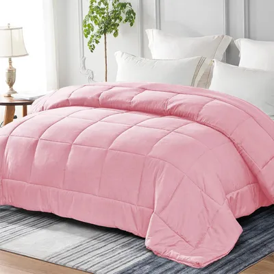 Immagine prodotto di Copertura per letto "Quattro Stagioni", 220x240 cm, in microfibra, imbottitura da 300 GSM, color rosa, per camera da letto