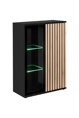 Obrázek produktu pro Vitrína s prosklenými dvířky ADIA - černá / hickory jackson