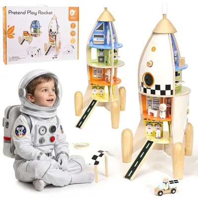 Obrázek produktu pro Dětský domeček s dřevěnou raketou Classic World + příslušenství k figurkám
